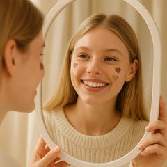 The Edition overnight patch applied on skin for calming clarity
