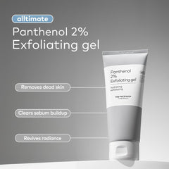 The Face Shop Alltimate peeling gel dispense shot highlights panthenol benefits for hydrated skin.
