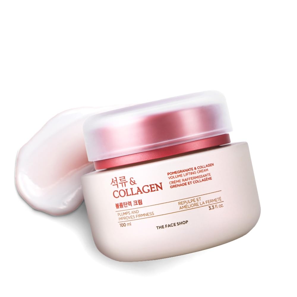 The Face Shop Pomegranate and Collagen Eye Cream bottle for deep hydration and gentle lifting.