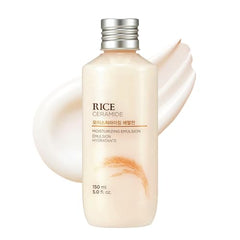 The Face Shop Rice Ceramide Emulsion jar closeup showing creamy texture for brightening hydration
