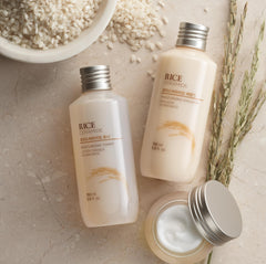 The Face Shop Rice Ceramide Toner pump showing fast-absorbing hydration for daytime use
