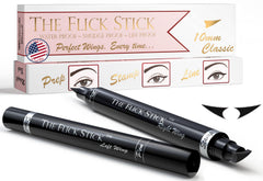 The Flick Stick winged eyeliner stamp setup for quick wings