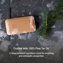 Pine Tar Bar Soap lather forms rich cleansing foam.