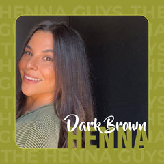 The Henna Guys dark brown hair color dye bottle ready for application