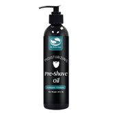 The Henna Guys pre shave oil bottle featuring lemongrass and eucalyptus for a refreshing shave.