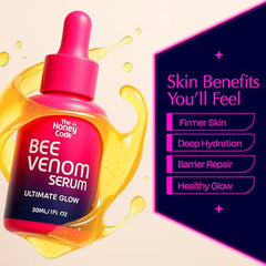The Honey Code Bee Venom Serum dropper detail for precise, smooth application.