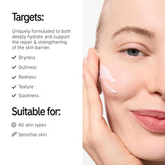 The INKEY List Ectoin Hydro-Barrier Serum application on face demonstrates quick, non-tacky hydration