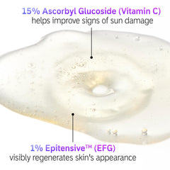 The INKEY List serum applied to cheek for daily brightening and even tone.