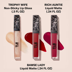 The Lip Bar Trophy Wife champagne shimmer gloss - high-shine, non-sticky moisture.