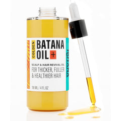 The-Mix-Up Golden Batana Oil bottle highlights premium packaging for hair nourishment.