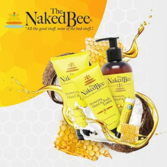The Naked Bee cruelty-free USA-made badge highlights ethical skincare.