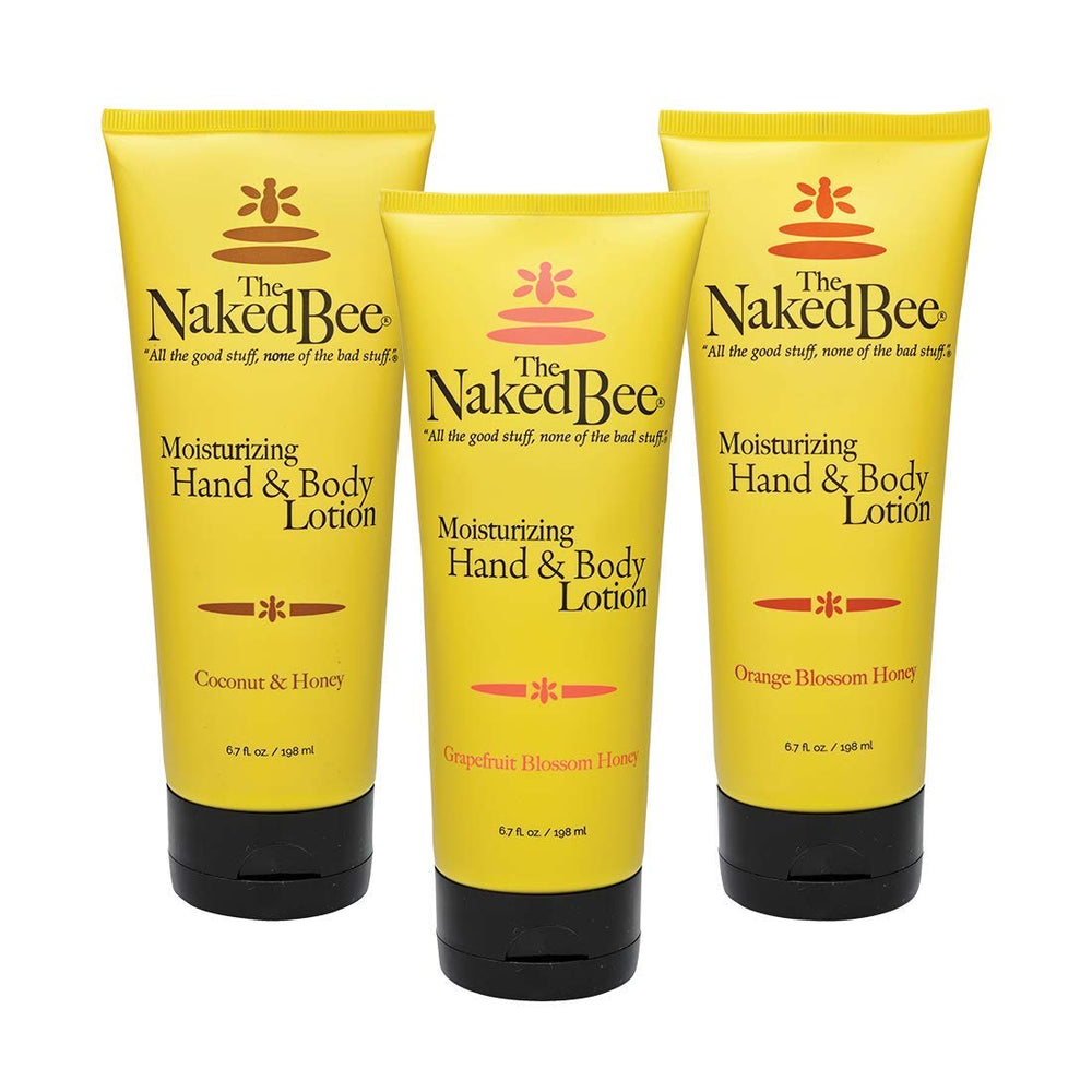 The Naked Bee orange blossom honey lotion tubes in a 3-pack for daily hydration