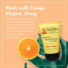The Naked Bee Orange Blossom Hand Cream ceramide-3 highlight suggests barrier-supporting benefits.