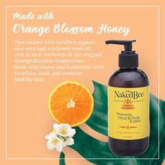 The Naked Bee orange blossom honey hand lotion pack back shows clean ingredients.