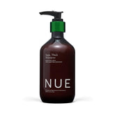 The Nue Co SUPA THICK Shampoo bottle front promotes balanced scalp and clean hair.