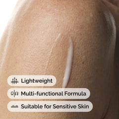 The Ordinary applied to forearm showing even coverage and visible smoothing benefit