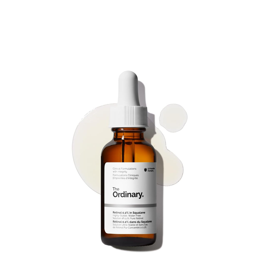 The Ordinary retinol front packaging showing bottle and label for easy identification and trust
