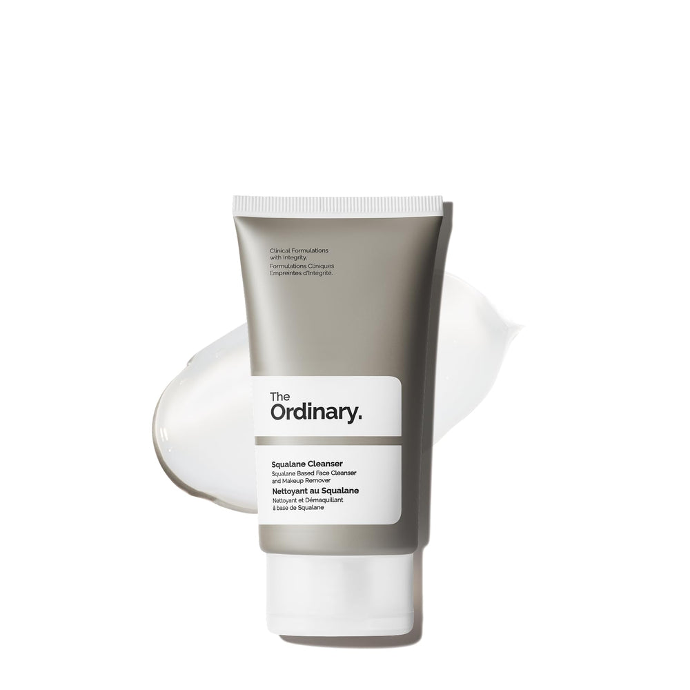 The Ordinary squalane cleanser travel front showing compact bottle and clear labeling benefit: portable hydration