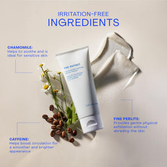 The Outset Exfoliating Caffeine Micro Polish in hand for a gentle massage.