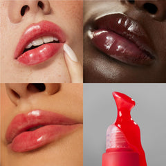 The Outset Lip Oasis Glossy Treatment tube closeup highlights vegan formula.