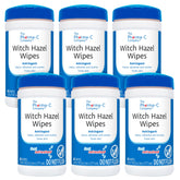 The Pharma-C Company Witch Hazel Wipes canister closeup for quick, oil-free cleansing.