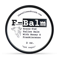 The Tallowed Truth F-Balm jar close-up shows creamy texture for daily moisturization