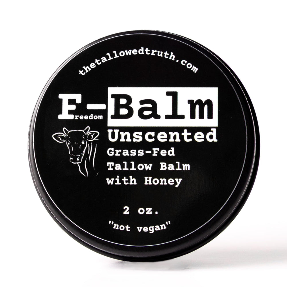 The Tallowed Truth F-Balm jar front for daily skin care and hydration.