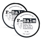 The Tallowed Truth F-Balm Original two-pack on display for daily facial and body hydration.