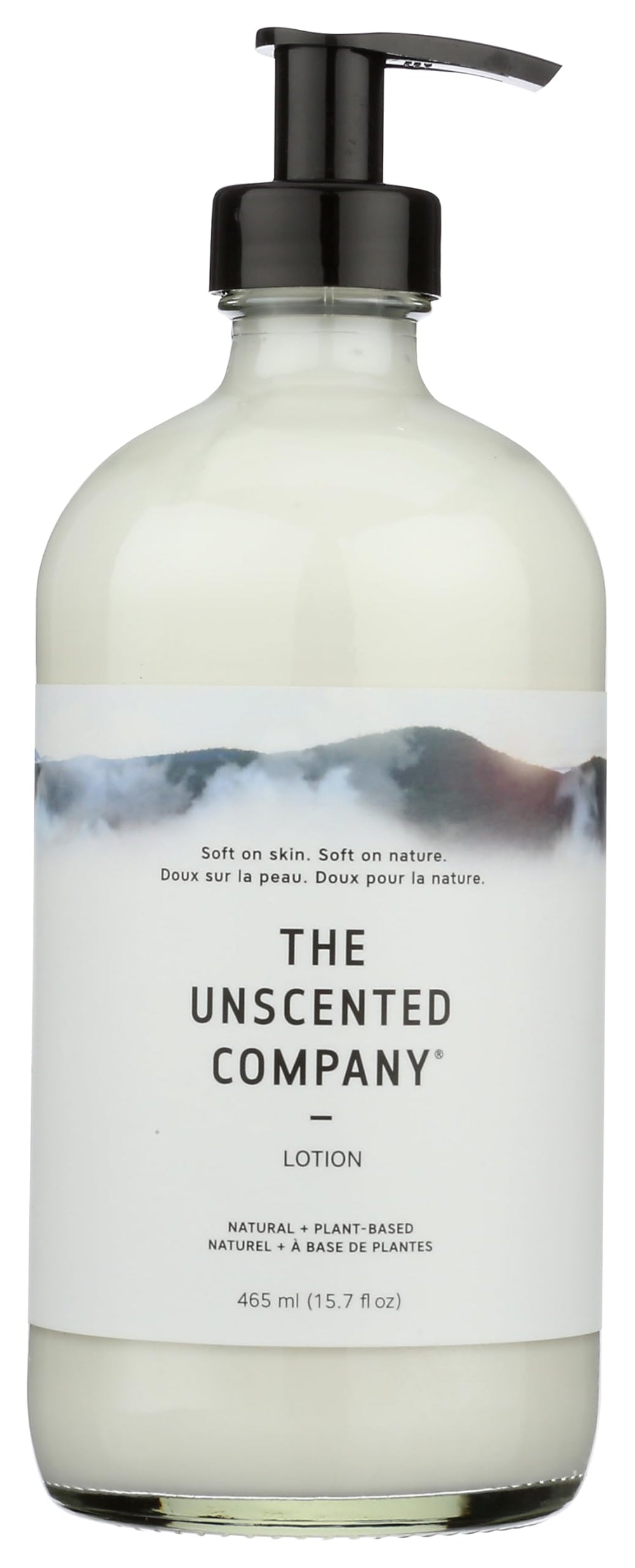 The Unscented Company unscented lotion bottle front shows fragrance-free hydration for sensitive skin.