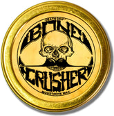 The Vintage Grooming Co Bone Crusher moustache wax tin close-up highlights strong hold and quality.