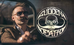 The Vintage Grooming Co Sudden Death wax on handlebar prep demonstrates long-lasting control.