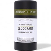 The Yellow Bird natural deodorant bottle shows aluminum-free formula for everyday confidence.