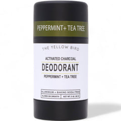 The Yellow Bird natural deodorant bottle shows aluminum-free formula for everyday confidence.