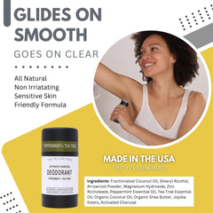 The Yellow Bird peppermint-tea tree oil delivers a refreshing, cooling feel during wear.