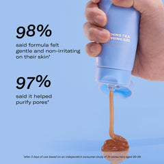 Then I Met You Soothing Tea Cleansing Gel foam pour highlights texture ideal for a light water-based cleanse.