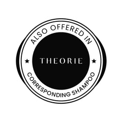Theorie Amber Rose conditioner packaging signals ethical, vegan, cruelty-free care.