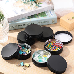 Therwen 2oz black tin jar closeup screw lid—secure leak-proof container