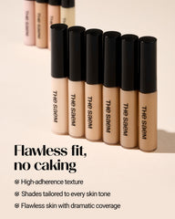 THESAEM Cover Perfection Tip Concealer 1.5 natural beige swatch demonstrates seamless mid-tone blending.