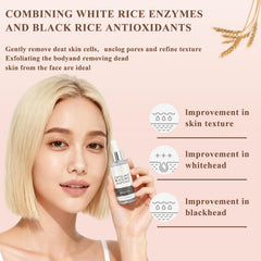 THESHYING Black rice exfoliant texture close-up highlights gentle resurfacing.