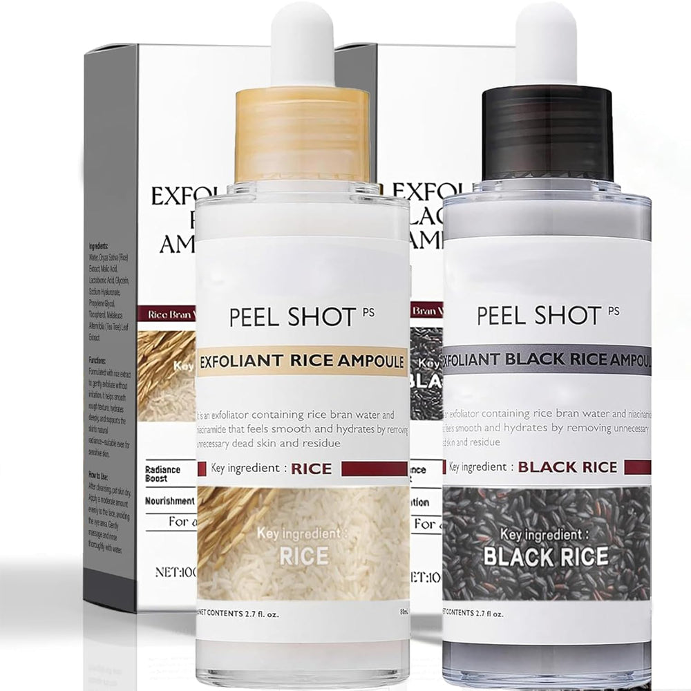 THESHYING Rice Peel Shot Glow Duo packshot highlighting gentle exfoliation and hydration.