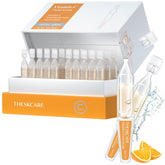 THESKCARE Vitamin C Serum bottle close-up for brightening and hydration.