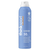 Thinksport mineral sunscreen spray bottle prepared for outdoor protection on hikes