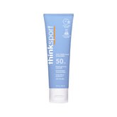 Thinksport sunscreen front label highlights zinc oxide protection and reef-safe ingredients.