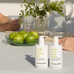 THISWORKS In The Zone lotion application demonstrates smooth, quick-absorbing hydration.