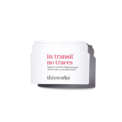 Closeup of THISWORKS pads shows rosewater-mint formula for gentle makeup removal.