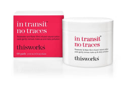 THISWORKS in transit no traces pads packaging highlights portable, eco-friendly cleansing solution.