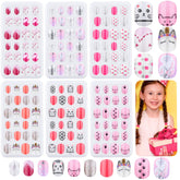Thrilez kids press-on nails with assorted patterns ideal for quick party nail art.