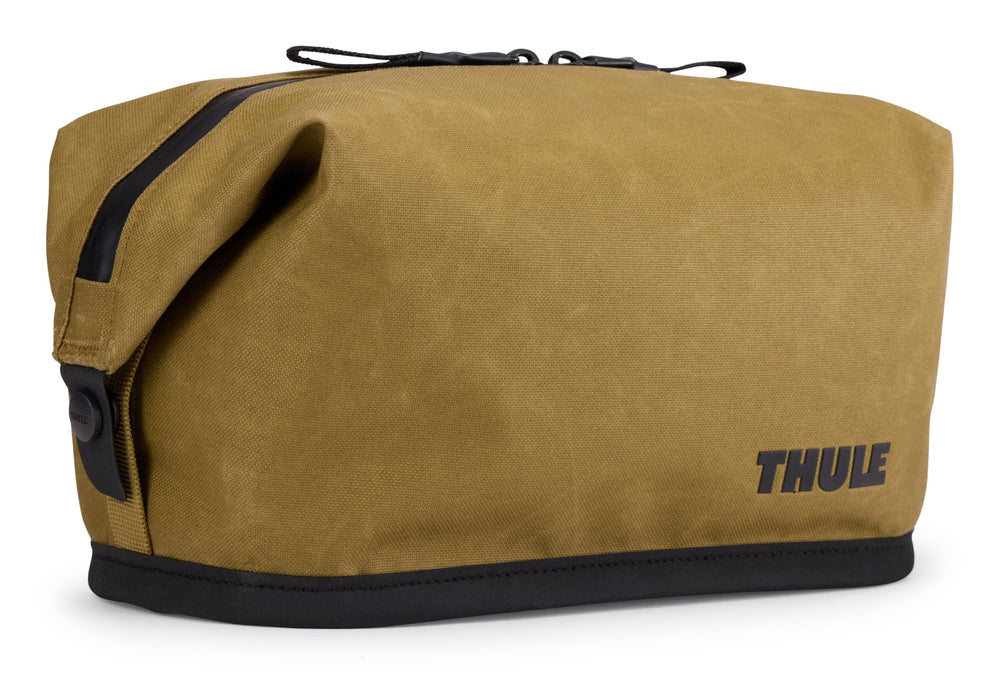 Thule Aion toiletry bag front view emphasizes compact travel-ready design for easy packing.