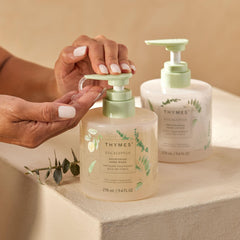 Fragrance notes of Thymes Nourishing Hand Wash highlighting eucalyptus and citrus freshness