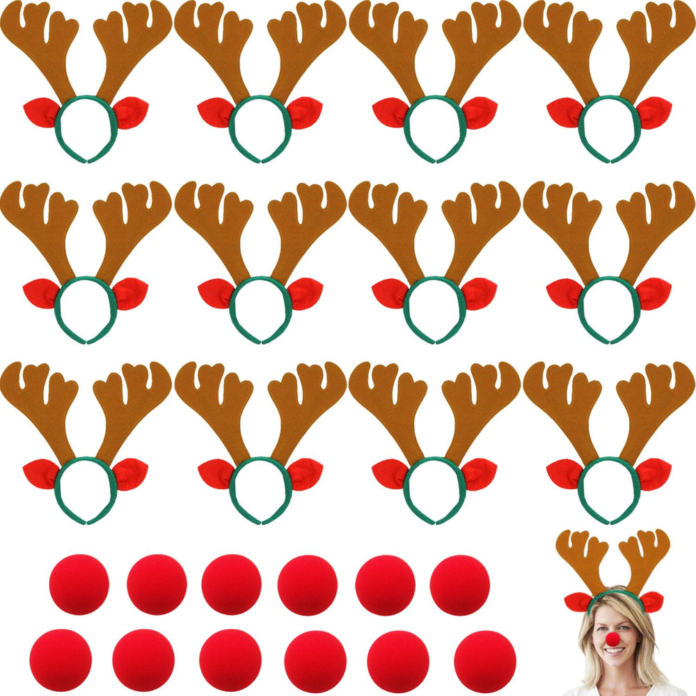 Tiaiidi 12-pack Christmas reindeer headbands for festive photos at holiday gatherings